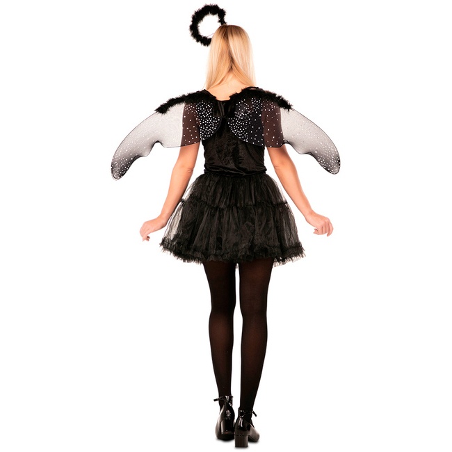 Foto lateral/trasera del modelo de Costume d'ange noir avec ailes pour femmes