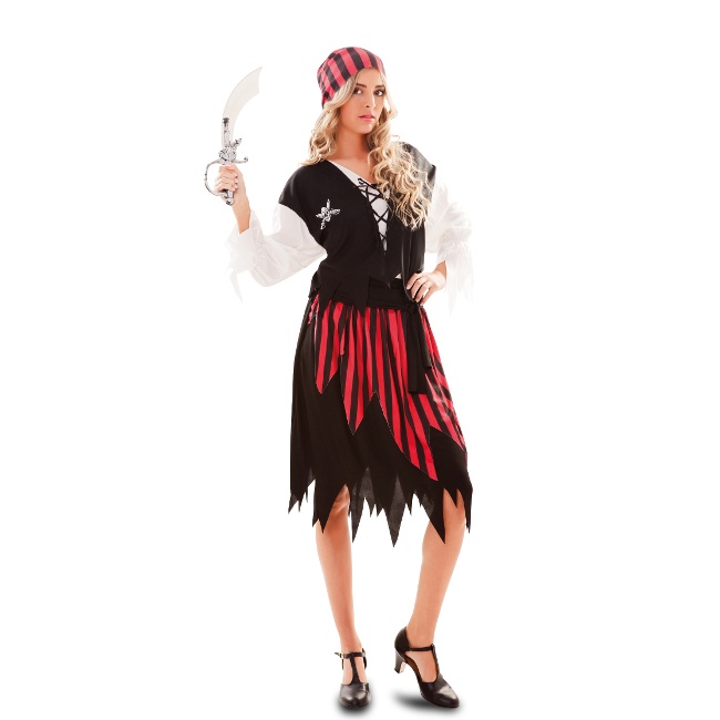 Vista frontal del costume de pirate berbère avec chapeau pour femme