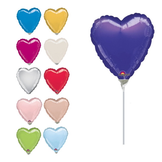 Ballon gonflable avec bâton coeur coloré 23 cm - Anagram - 1 unité par 2,00  €