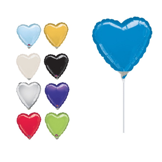 Ballon gonflable avec mini-bâton coeur coloré 10 cm - Anagramme - 1 pc. par  1,50 €