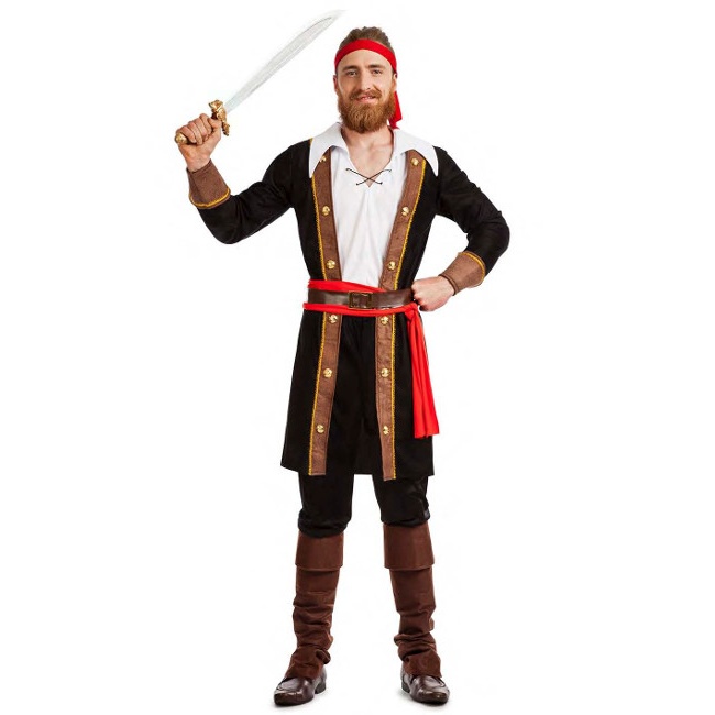 Vista delantera del costume de pirate élégant pour adulte disponible también en talla XL