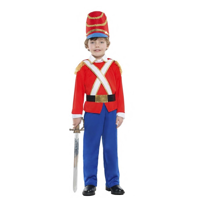 Vista principal del costume de soldat de plomb rouge et bleu pour enfants en stock