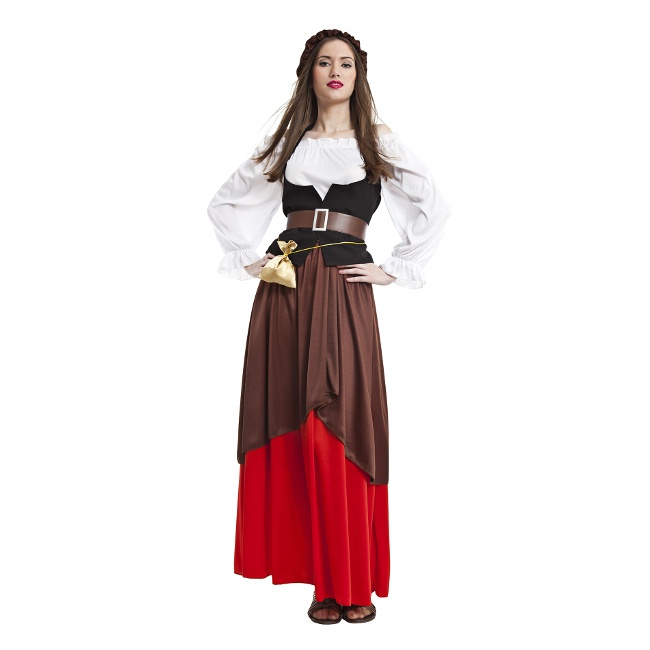 Vista delantera del costume d'aubergiste médiéval pour femmes disponible también en talla XL