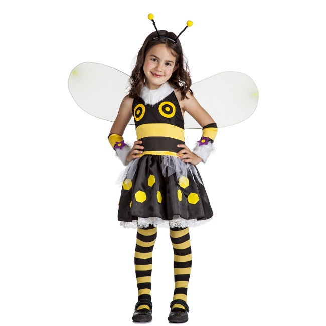 Vista frontal del costume d'abeille avec ailes pour filles en stock