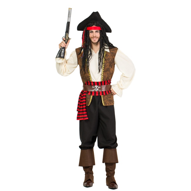 Vista frontal del costume de capitaine de navire pirate pour homme