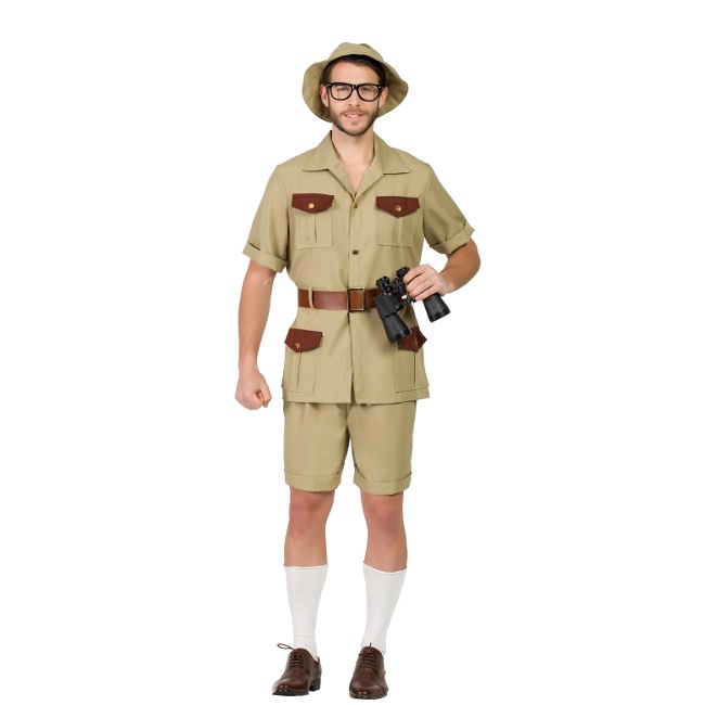Vista delantera del costume d'explorateur pour hommes disponible también en talla XL