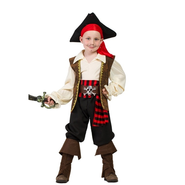 Vista delantera del costume de capitaine de bateau pirate pour enfants en stock