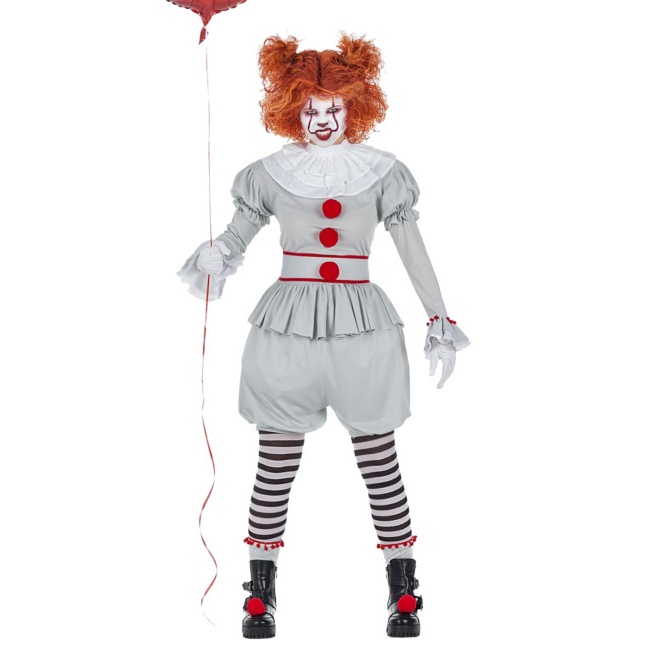 Vista delantera del costume de clown pour femmes disponible también en talla XL