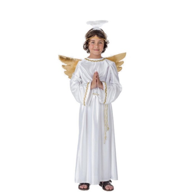 Foto lateral/trasera del modelo de Costume d'ange aux ailes d'or pour enfants