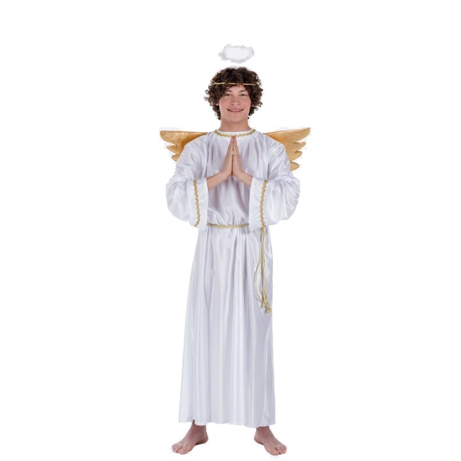 Vista frontal del costume d'ange aux ailes d'or pour hommes en stock