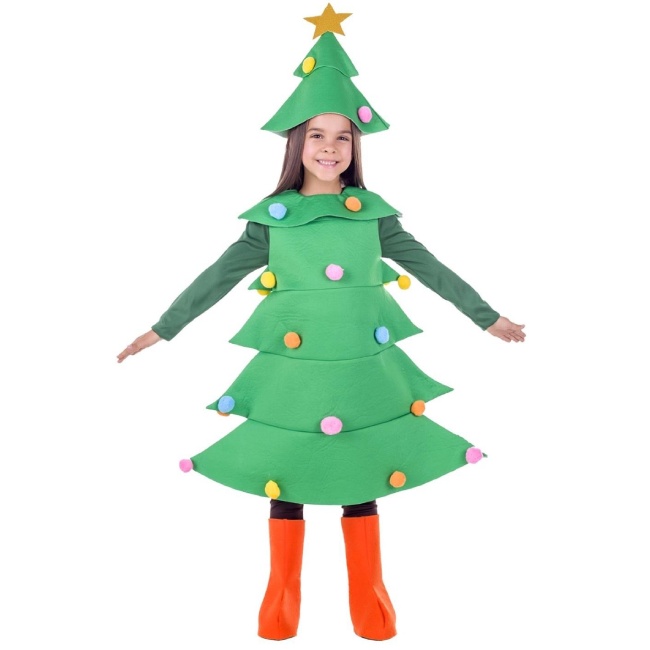 Vista frontal del costume de sapin de Noël pour enfants en stock