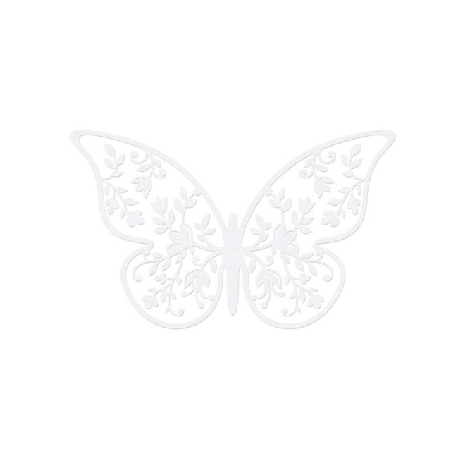 Vista principal del papillons décoration papier avec fleurs 6,5 x 4 cm - 10 pcs. en stock
