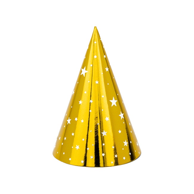 Chapeau de fête or avec étoiles - 6 pcs. par 2,75 €