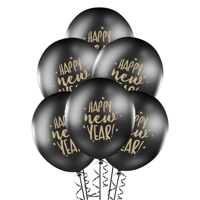 Ballons latex noir pastel 30 cm pour le réveillon du Nouvel An - PartyDeco  - 6 pcs. par 2,50 €