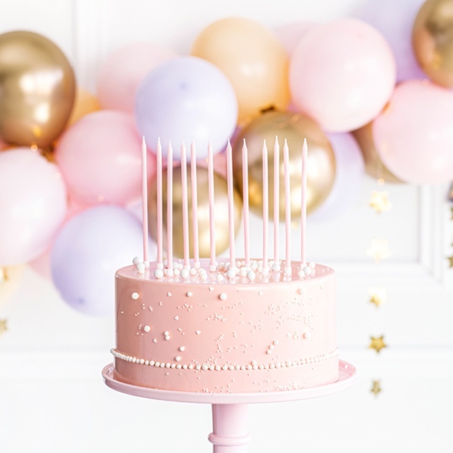 12 bougies d'anniversaire longues pastel