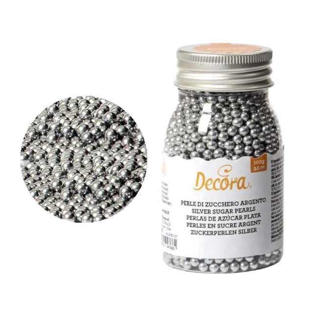 Sprinkles de perles argentées moyennes 100 g - Decora par 3,50 €