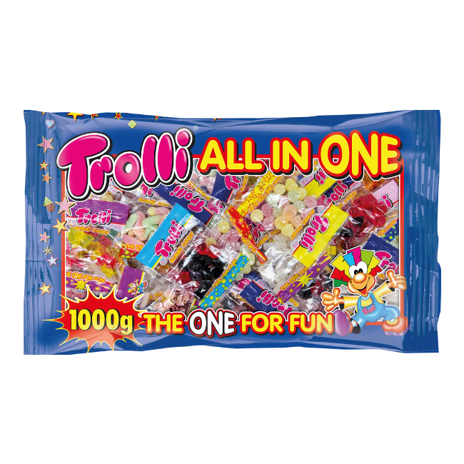 Vista principal del sac de bonbons tout en un - emballé individuellement - Trolli All in one - 1 kg en stock