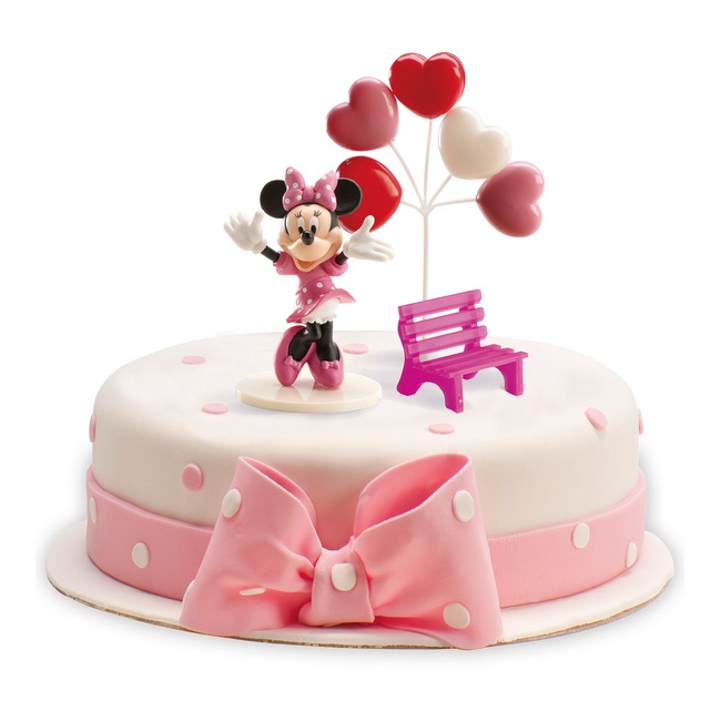 Set de figurines de gâteau Disney Minnie Mouse pour l'anniversaire comme  décoration de gâteau, 3 pièces
