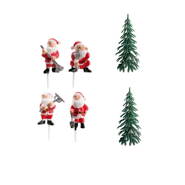 Décoration de bûche - Noël - 4 pcs - Décorations gâteau diverses