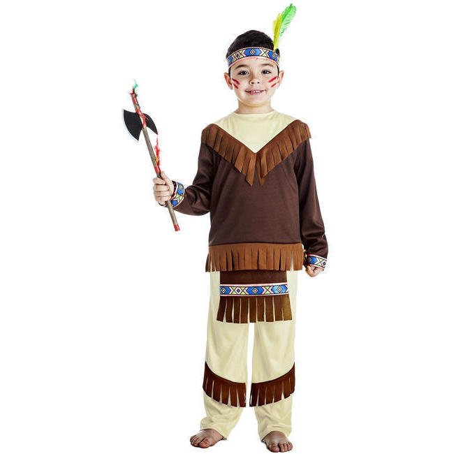 Vista frontal del costume d'Indien Apache foncé pour enfants en stock
