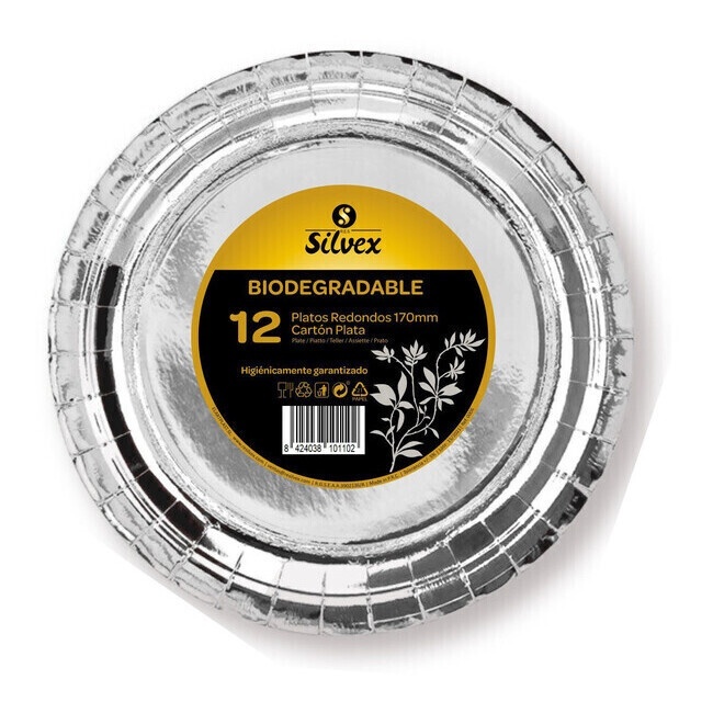 Assiettes en carton de 17 cm de couleur - 12 unités