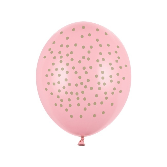 Ballons en latex pastel avec pois dorés de 30 cm - PartyDeco - 6 unités