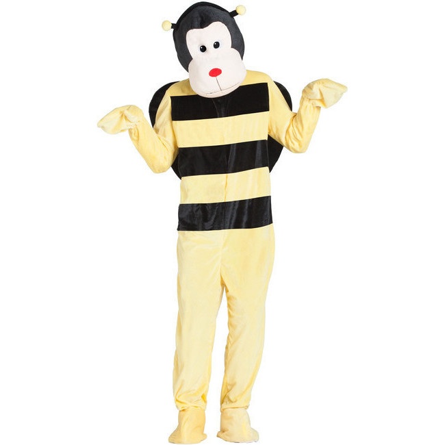 Vista delantera del costume d'abeille avec capuche pour adultes en stock