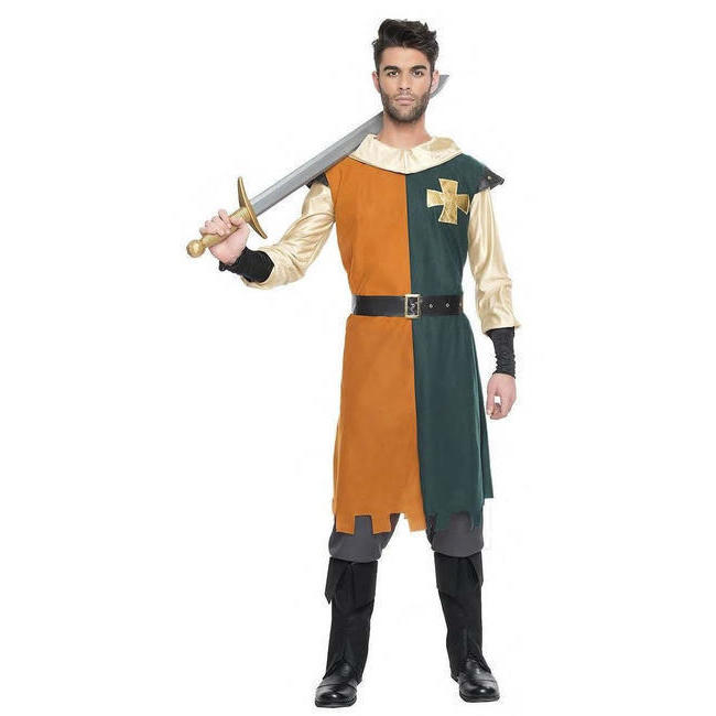 Vista principal del costume bicolore de chevalier médiéval pour homme