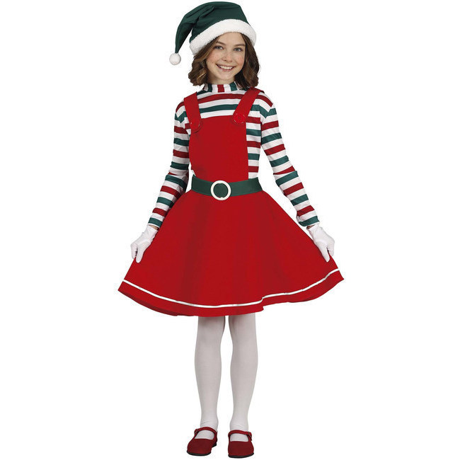 Vista delantera del costume d'elfe rouge pour filles en stock