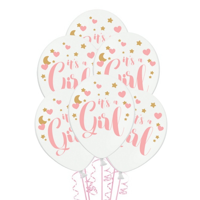 Ballons en latex blanc pastel It's Boy/Girl de 30 cm - PartyDeco - 6 unités