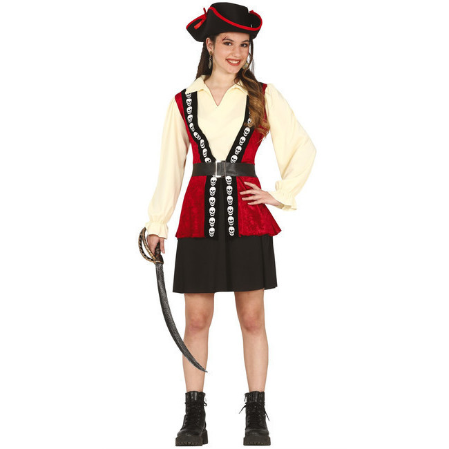 Vista principal del costume de pirate à tête de mort pour les filles en stock