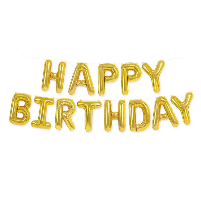 Trimming Shop Ballons « Happy Birthday » En Feuille D'aluminium Mylar Avec Paille De Gonflage Pour Décoration Et Fournitures De Fête D'anniversaire, Doré, 41 Cm