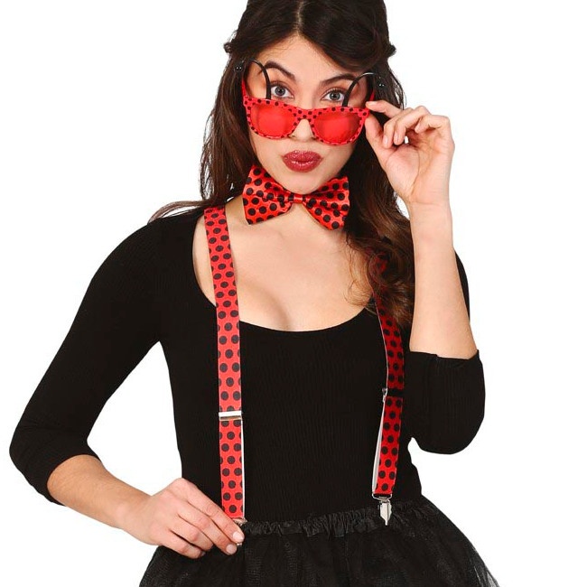 Ensemble de lunettes, noeud papillon et bretelles de coccinelle pour adulte