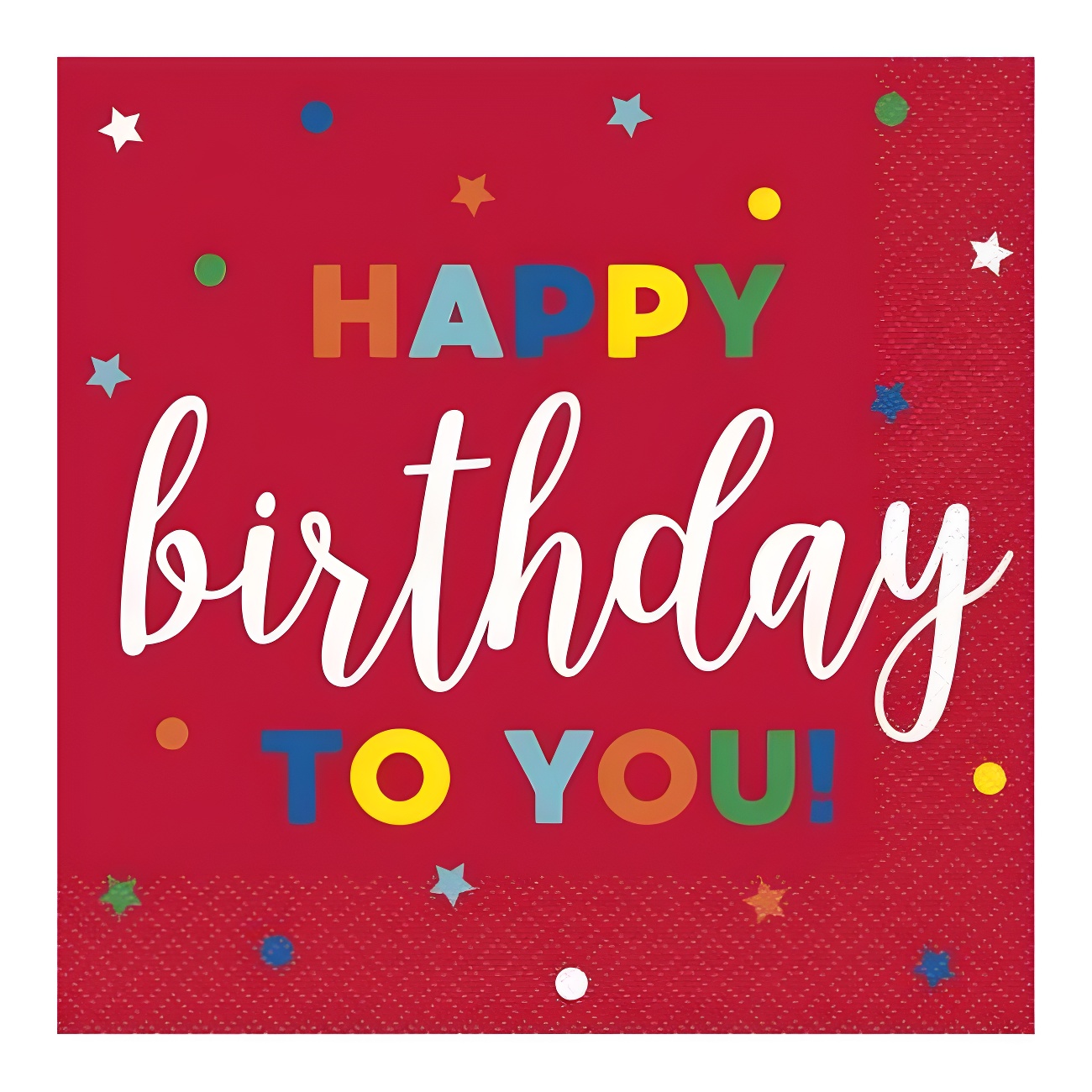60 Serviettes De Table Happy Birthday - Motif Dessin Animé, Rouge Et Blanc - 33x33 Cm - Pour Fête Anniversaire, Baby Shower