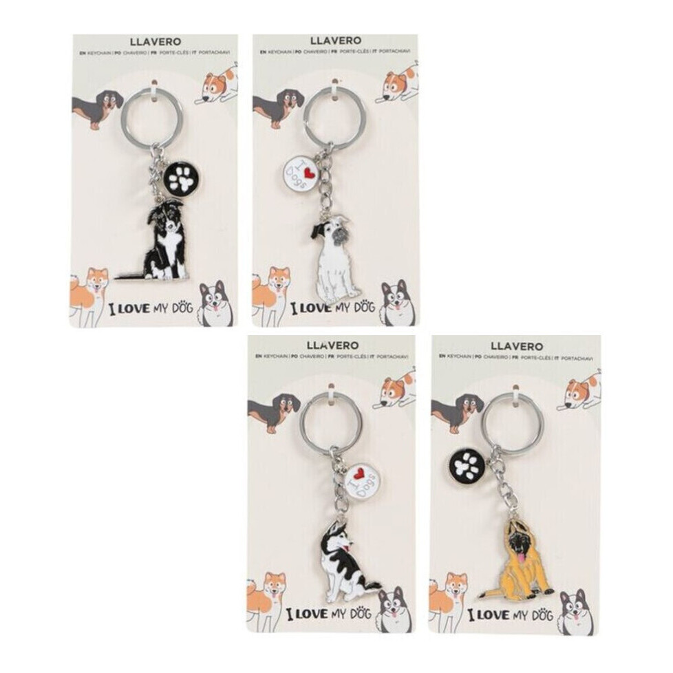 Porte-clés en métal en forme de chien - 1 unité