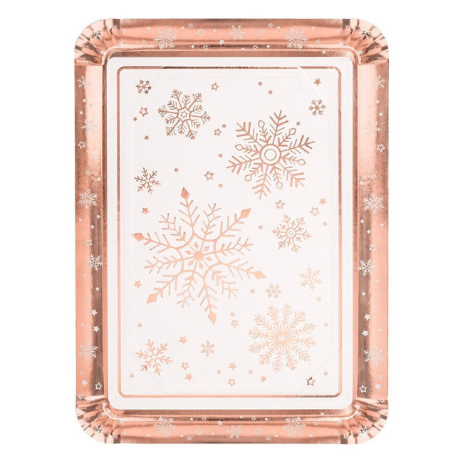 1 pièce - Plateau jetable rectangulaire en carton 25 x 34 cm avec thème  Noël flocon de neige or rose. Plateau biodégradable de Noël, 100 %  recyclables. Célébrations et événements. : : Cuisine et Maison