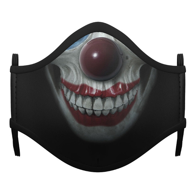 Vista frontal del masque hygiénique réutilisable Killer Clown 10-12 ans en stock