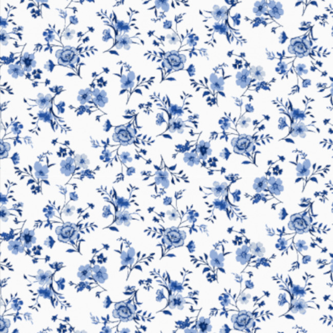 Vista frontal del liberty Mileva tissu de coton floral - Indigo en stock