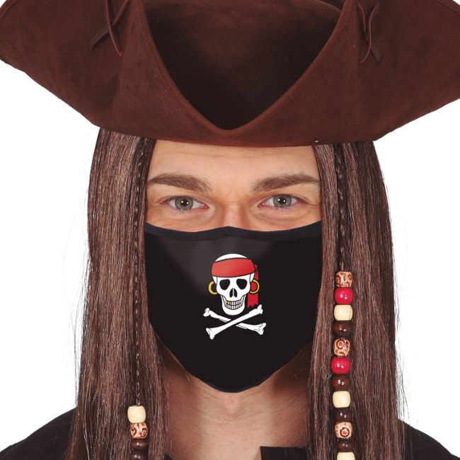 Vista delantera del masque pirate hygiénique réutilisable pour adultes en stock