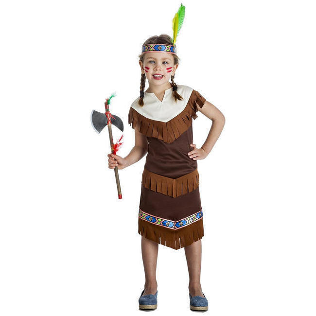 Vista frontal del costume d'Indien Apache foncé pour filles en stock