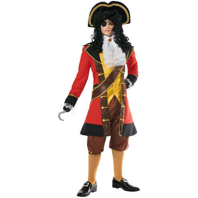 Vista frontal del costume de capitaine pirate distingué pour hommes disponible también en talla XL