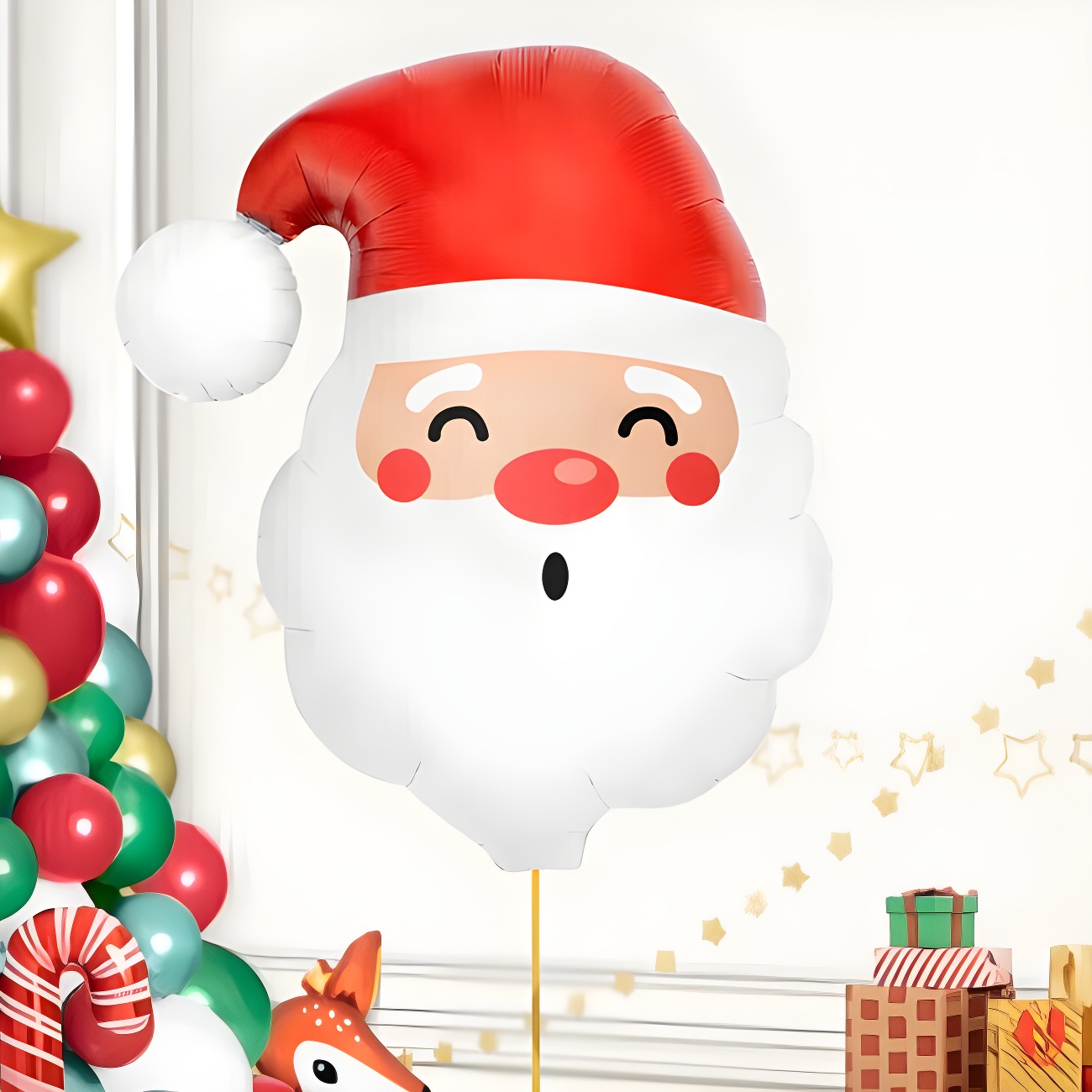 Ballon Père Noël Géant Sur Pied – XXL 3D En Aluminium, Décoration De Fête - 4