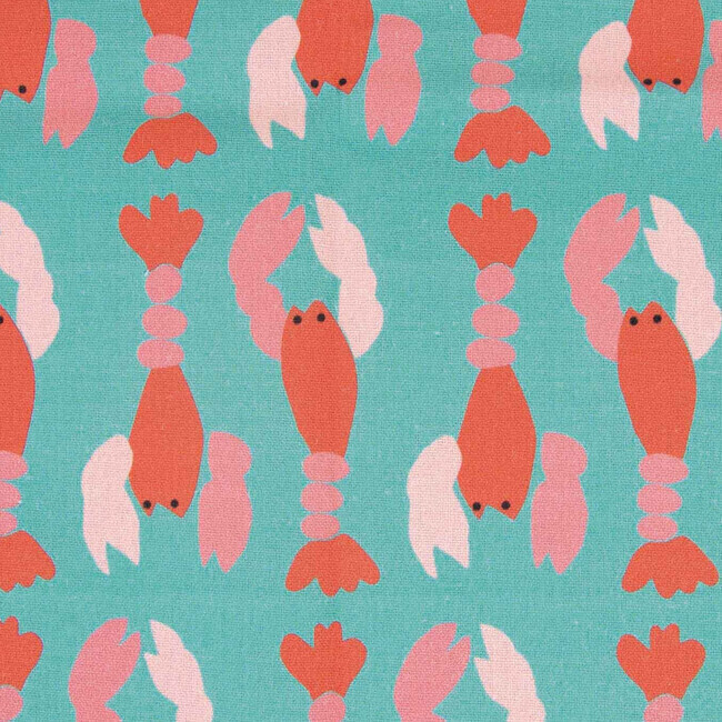 Vista frontal del tissu en toile de coton Lobsters Turquoise - Katia en stock