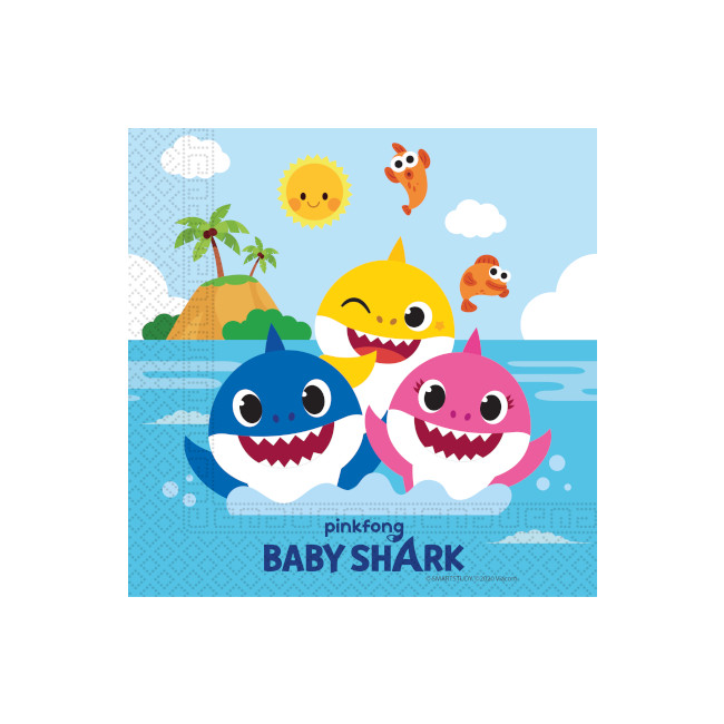 Vista principal del serviettes famille Baby Shark 16,5 x 16,5 cm - 20 pcs. en stock