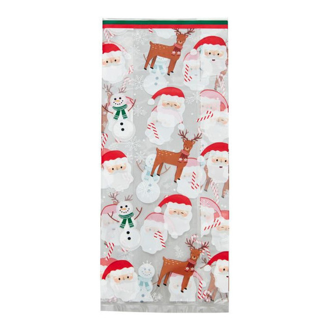 Sachets de bonbons transparents pour scène de Noël 24 x 10 cm