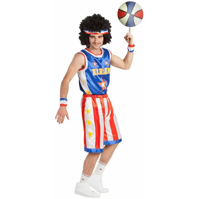 Vista frontal del costume de joueur de basket-ball masculin disponible también en talla XL