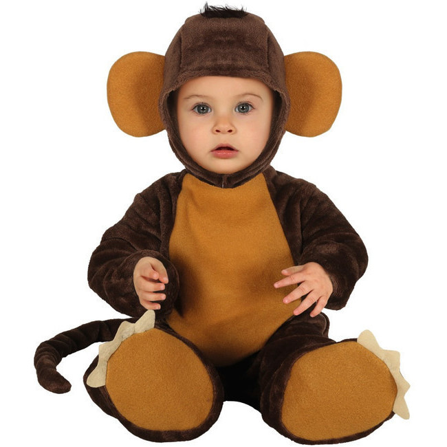 Vista delantera del costume de bébé singe brun en stock