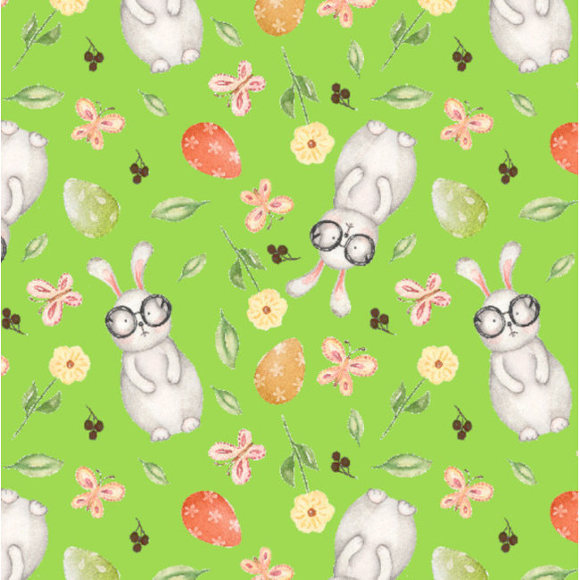 Vista delantera del tissu de coton Pascal Rabbits - Indigo en stock