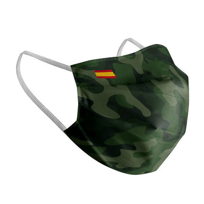 Vista principal del masque hygiénique militaire réutilisable avec drapeau pour adultes en stock
