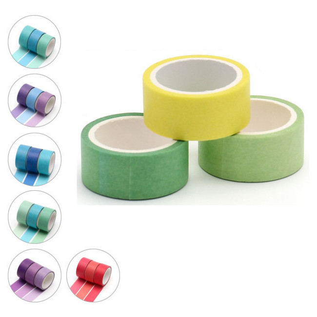 Vista frontal del washi tape tricolore 3 m - 3 pcs. en stock